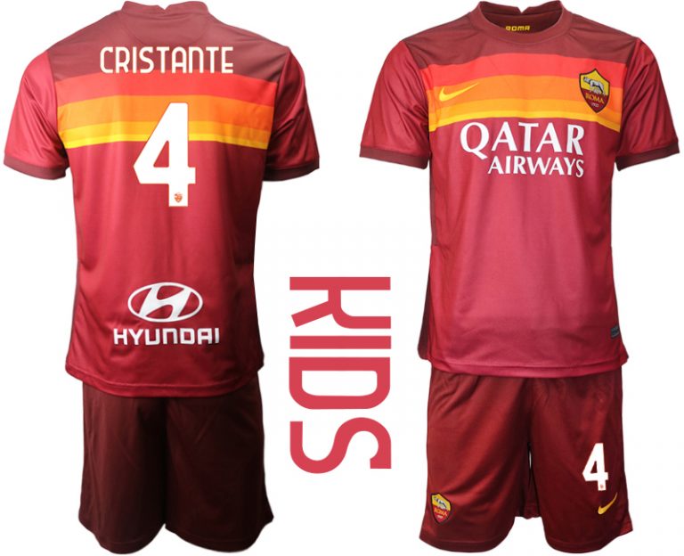 Fussball Trikot AS Roma 2020-21 Heim Trikotsatz Kurzarm Für Kinder CRISTANTE 4