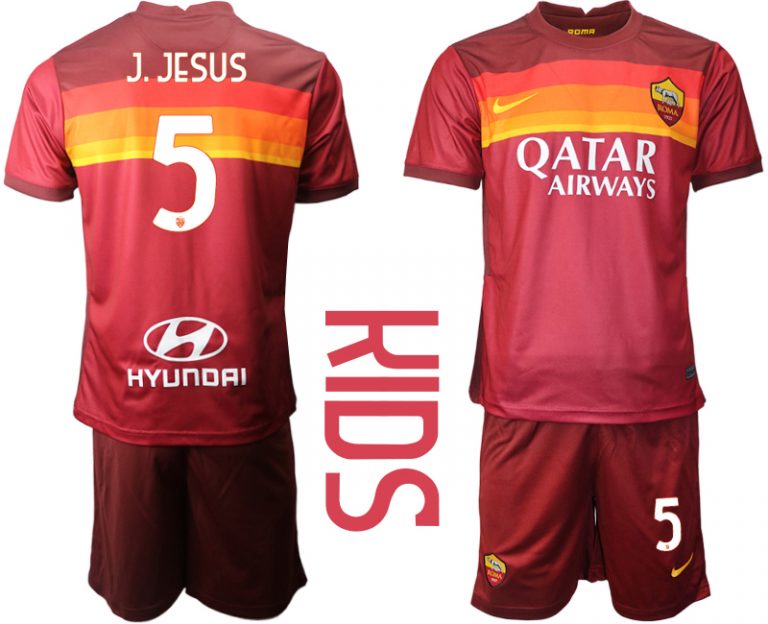 Fussball Trikot AS Roma 2020-21 Heim Trikotsatz Kurzarm Für Kinder J.JESUS 5