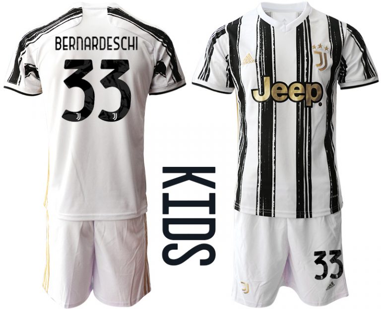 Günstige Fussballtrikot Juventus Turin 2020-2021 Auswärtstrikot weiß/schwarz Kinder BERNARDESCHI #33