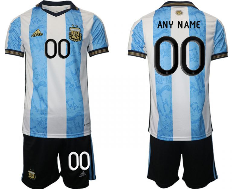 Günstige Trikotsatz Argentinien World Cup Heimtrikot weiss blau WM-Trikot 2022