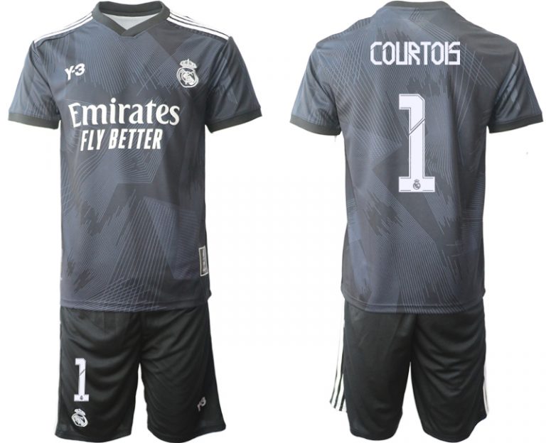 Herren Y-3 Real Madrid Viertes Fußballtrikot schwarz für die Saison 2021-2022 COURTOIS 1