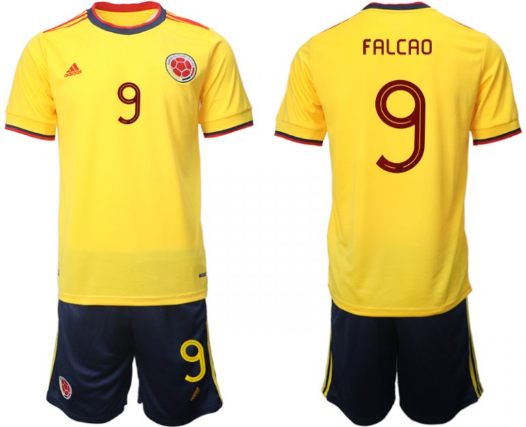 Kolumbien Heimtrikot 2021 Copa America Trikot Gelb Herren Trikotsatz Kurzarm FALCAO 9