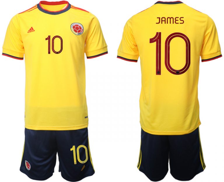 Kolumbien Heimtrikot 2021 Copa America Trikot Gelb Herren Trikotsatz Kurzarm JAMES 10