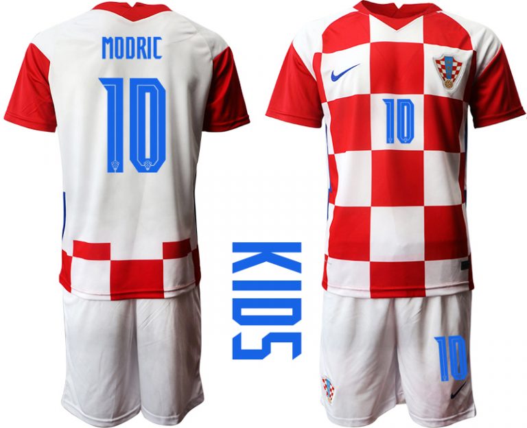 Kroatien EM 2020/21 Kinderheim Trikot Croatia Trikotsatz Kurzarm + Kurze Hosen Kinder MODRIC 10