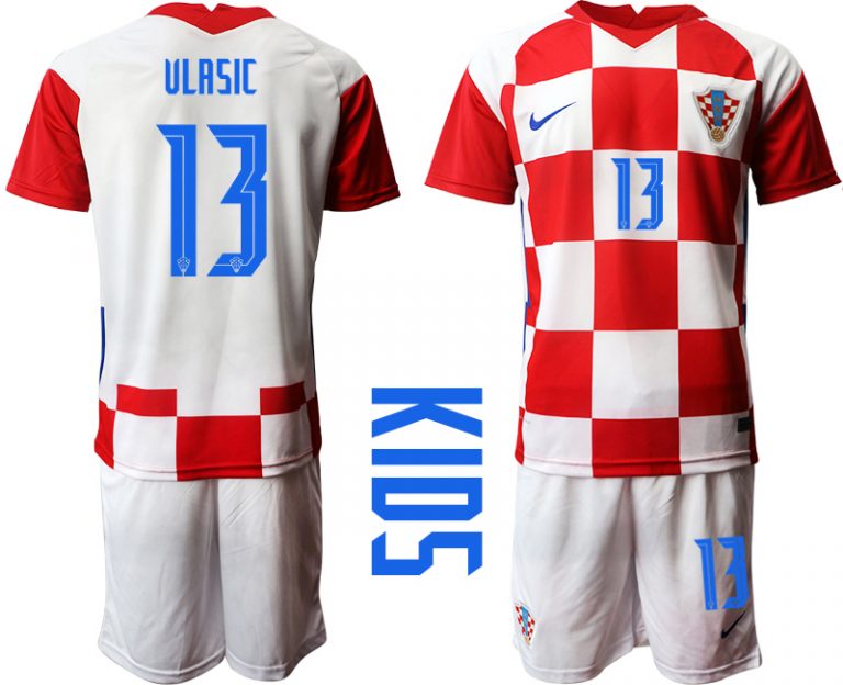 Kroatien EM 2020/21 Kinderheim Trikot Croatia Trikotsatz Kurzarm + Kurze Hosen Kinder VLASIC 13