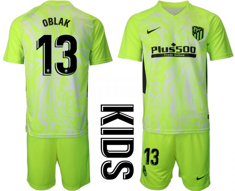 OBLAK 13 Atlético Madrid 2020-21 Auswärtstrikot grün weiß Kindertrikot