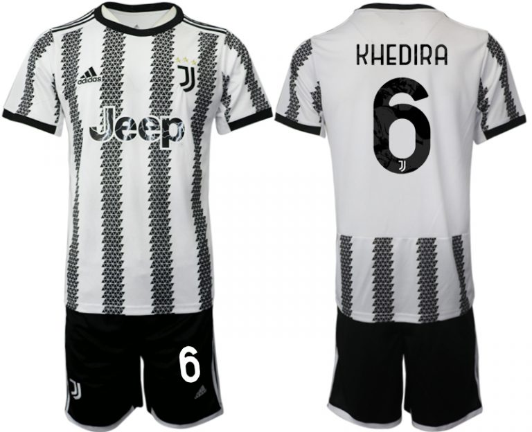 Neues Juventus 2022-23 Heimtrikot Schwarz Weiß mit Aufdruck KHEDIRA 6