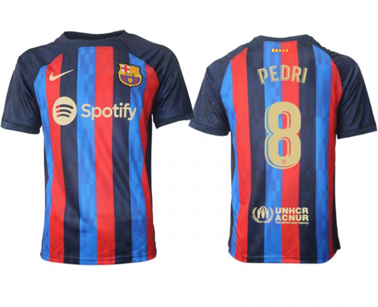 FC Barcelona 2022/23 Home Kit Heimtrikot Kurzarm Fussballtrikots PEDRI 8