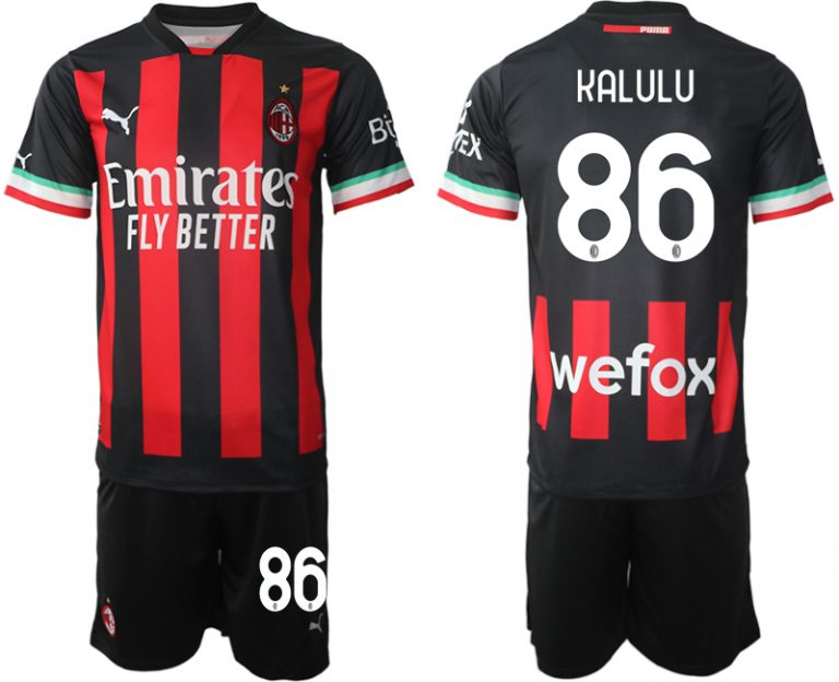 Herren AC Milan Heimtrikot 2022/23 Schwarz Rot Trikotsatz Bestellen Online KALULU 86