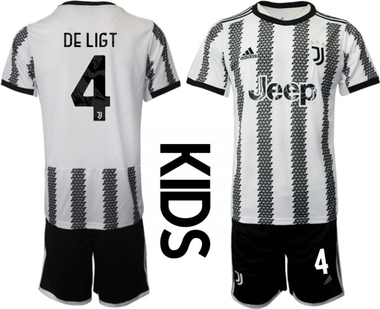 Kinderheim Juventus FC 2022-23 Trikot Deutschland Schwarz Weiß Trikotsatz DE LIGT 4