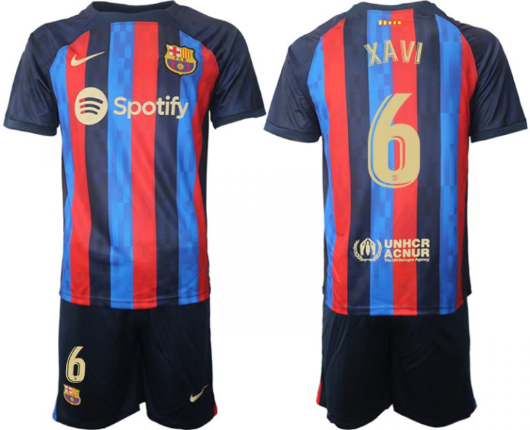 FC Barcelona 22/23 Heimtrikot dunkelblau Fußballtrikot für Herren XAVI 6