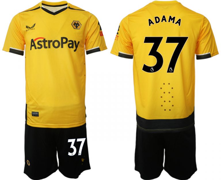 Herren Castore Wolverhampton Wanderers F.C. 2022-23 Heimtrikot Gelb Kurzarm + Kurze Hosen ADAMA 37