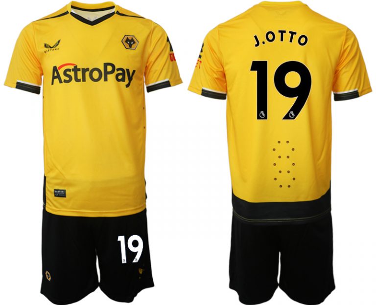 Herren Castore Wolverhampton Wanderers F.C. 2022-23 Heimtrikot Gelb Kurzarm + Kurze Hosen J.OTTO 19