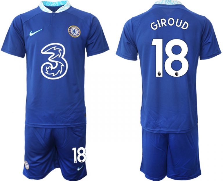 Herren Chelsea FC 22-23 Heimtrikot blau Online Bestellen mit Aufdruck GIROUD 18