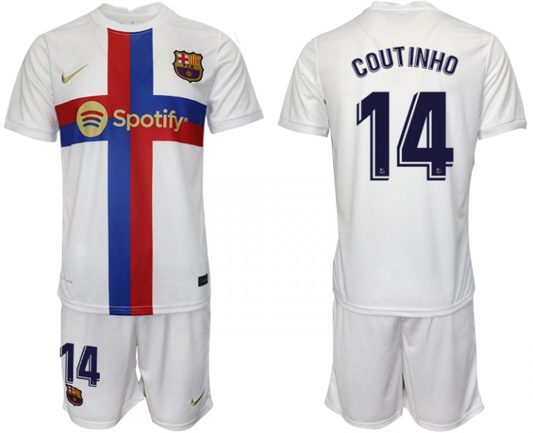 Herren FC Barcelona 2022/23 Ausweichtrikot weiß Online Kaufen COUTINHO 14