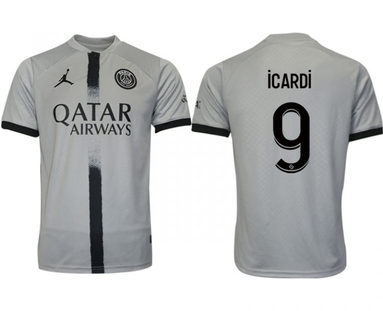 Fußballtrikot für Herren Paris Saint Germain PSG Auswärtstrikot 2022/23 Grau iCARDi 9