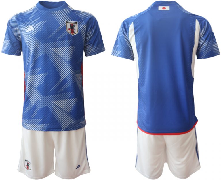 Herren Japan Heim Trikot WM 2022 blau Kurzarm + weiß Kurze Hose