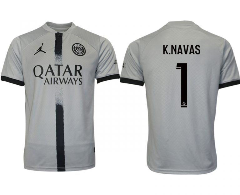 Herren Paris Saint Germain PSG Auswärtstrikot 2022/23 Grau Neuen Fussballtrikots K.NAVAS 1