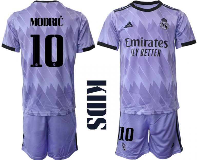 MODRIĆ 10 Real Madrid Auswärtstrikot 2022/23 Trikot Away Lila für Kinder