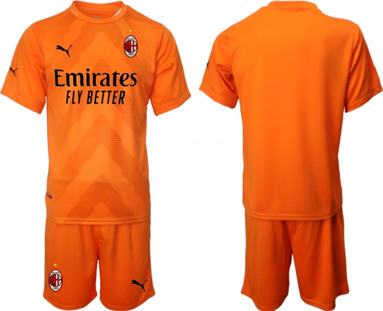 Herren AC Milan Torwarttrikot 2022/23 Orange Kurzarm Trikotsatz Kurzarm + Kurze Hosen