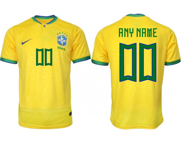 Herren Brasilien FIFA WM Katar 2022 Heimtrikot gelb Kurzarm Personalisierbar