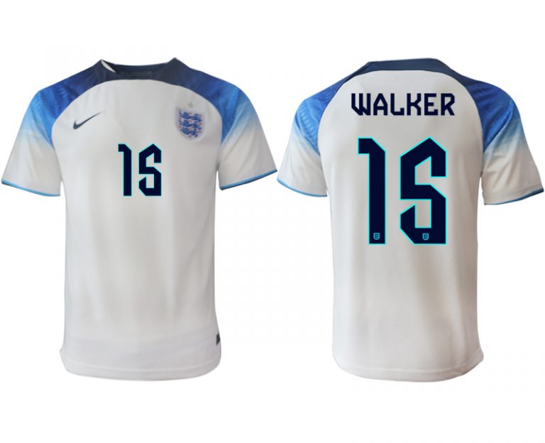 Herren England FIFA WM Katar 2022 weiß blau Heimtrikot Kurzarm WALKER 15