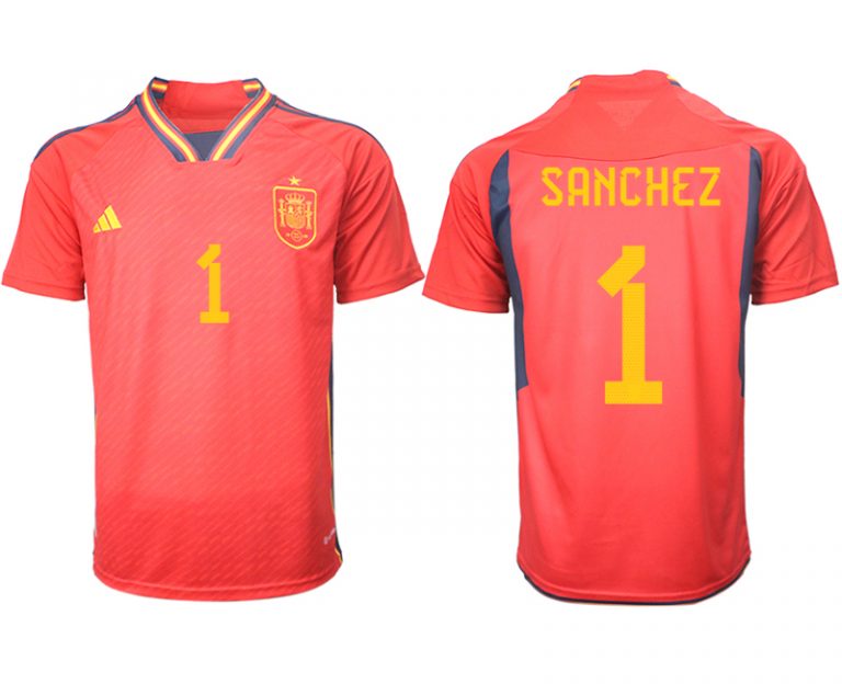 Herren Spanien WM 2022 Heimtrikot Teampower Rot Kurzarm SANCHEZ 1