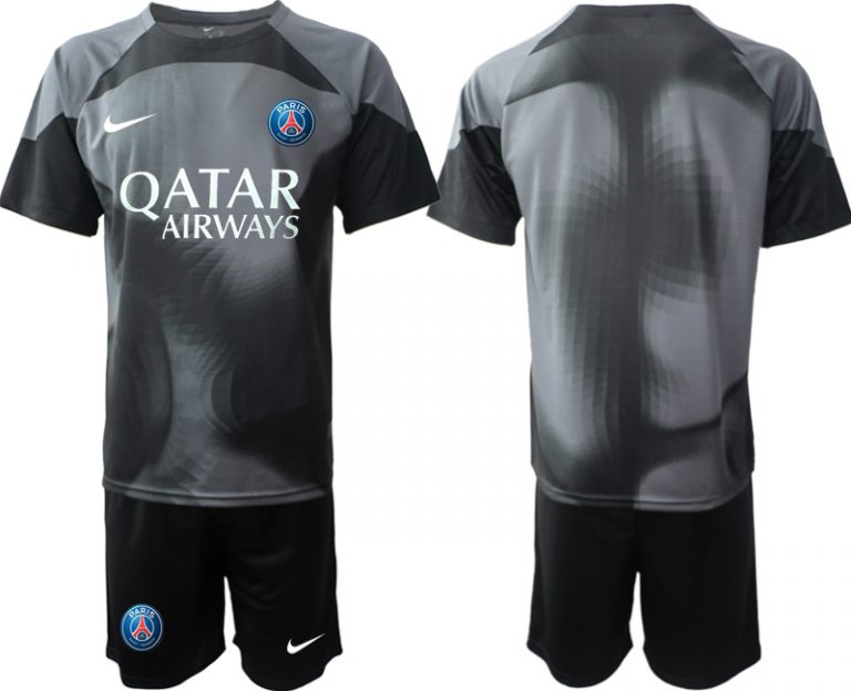 Neuen Paris Saint Germain PSG Torwarttrikot 2022-23 schwarz Kurzarm + Kurze Hosen