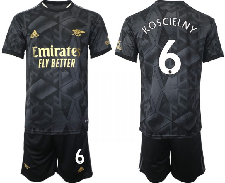 Arsenal Auswärtstrikot 2023 schwarz-goldene Fußballtrikot bestellen mit Aufdruck KOSCIELNY 6