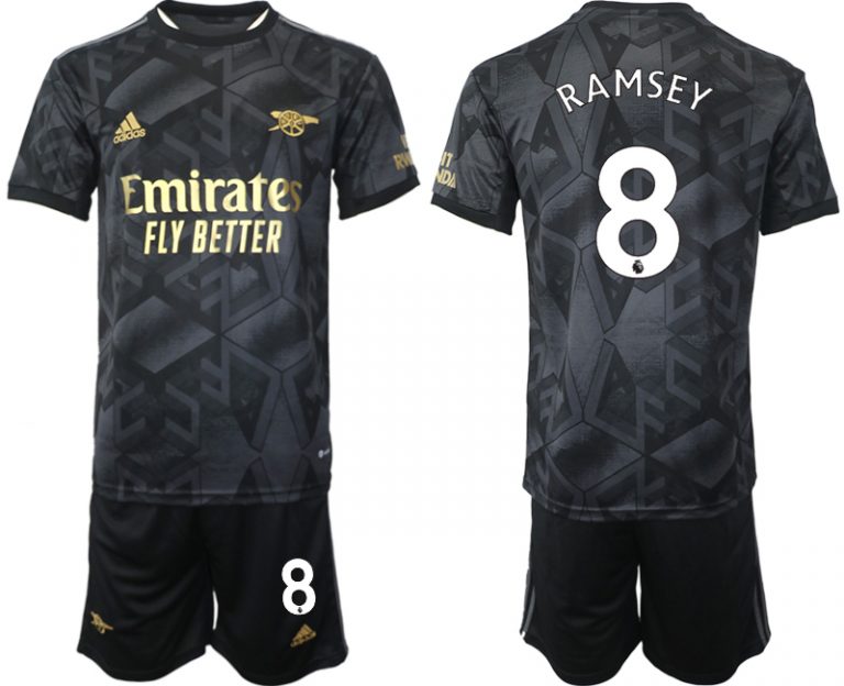 Arsenal Auswärtstrikot 2023 schwarz-goldene Fußballtrikot bestellen mit Aufdruck RAMSEY 8