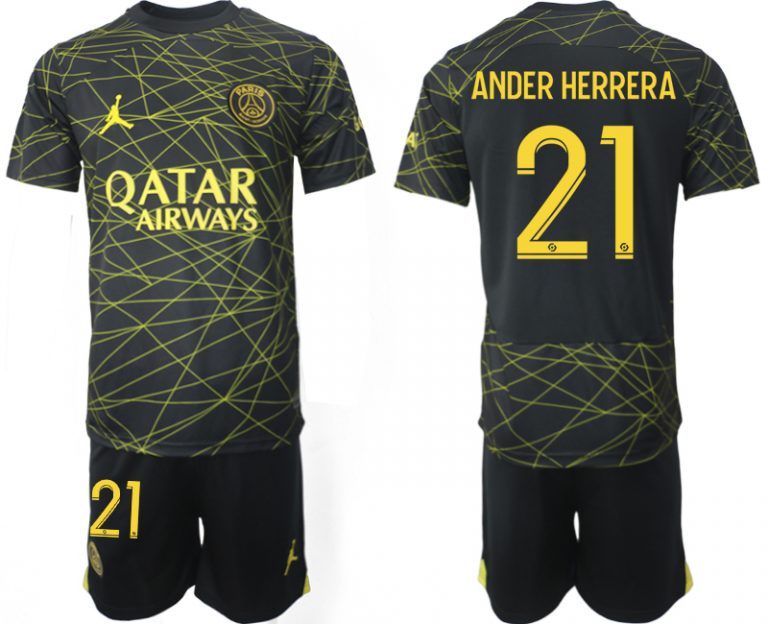 Herren Fußballtrikot Paris Saint-Germain PSG 2023 Drittes Auswärtstrikot Trikotsatz ANDER HERRERA 21