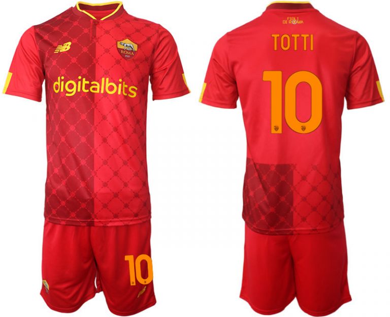 Fußball Trikot Outlet AS Roma 22-23 Heimtrikot Trikotsatz für Herren TOTTI 10