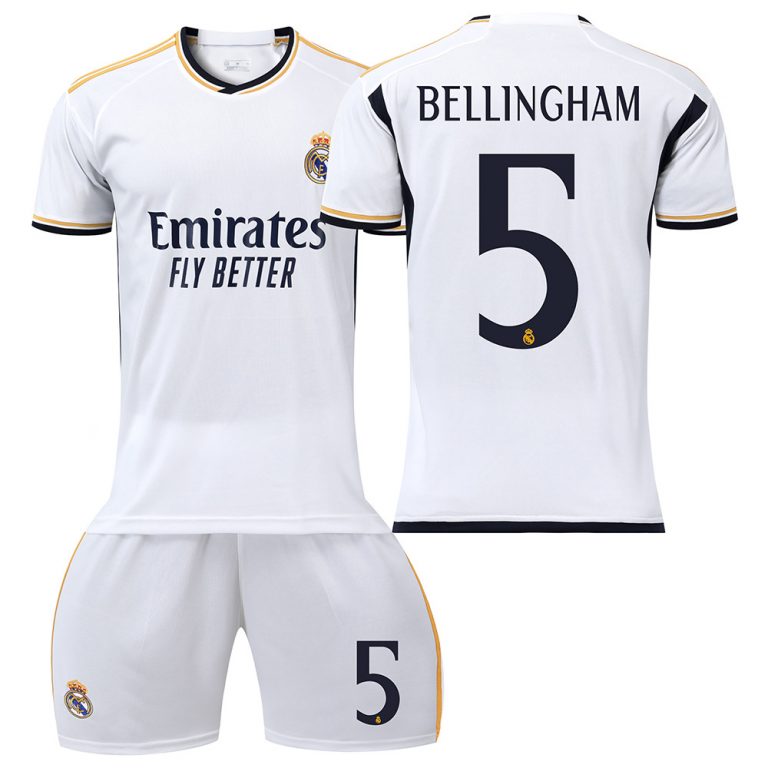 Kinder Heimtrikot Real Madrid 23-24 Fußballtrikot Trikotsatz BELLINGHAM 5