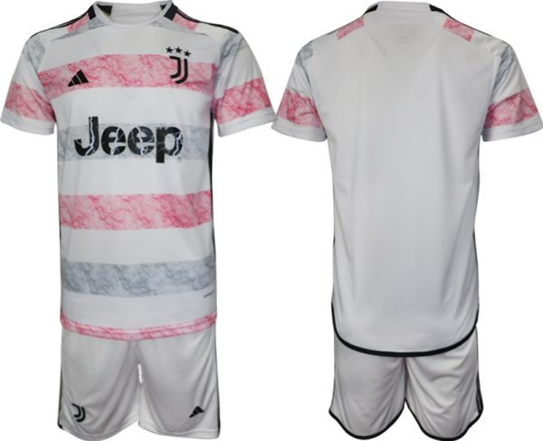 Guenstig-Fussballtrikots-Herren-Juventus-2023-24-Auswaertstrikots-weiss-rosa-Trikotsatz-Kit